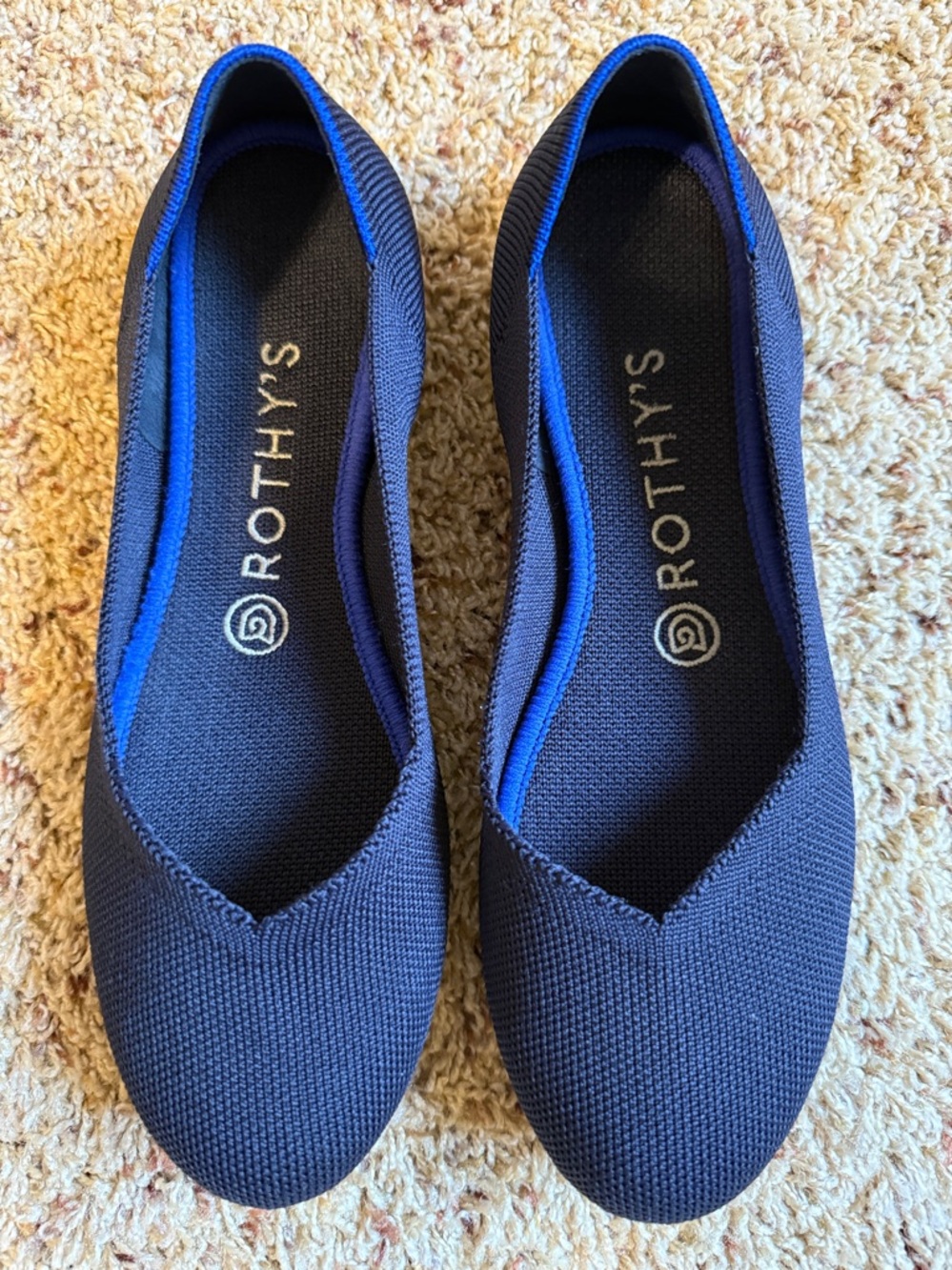 Rothy's Round Toe Birdseye Flats Size 7.5 Navy Blue - Picture 3 of 8